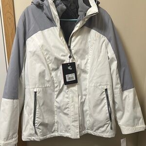 White and Gray Hooded Jacket